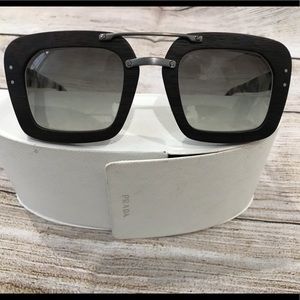 Prada White Havana Ebony Malabar Wood Sunglasses